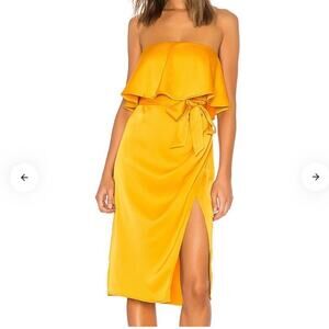 Lovers + Friends Strapless Midi Dress in Marigold